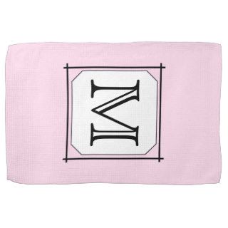 Your Letter. Custom Monogram. Pink Black White. Kitchen Towels