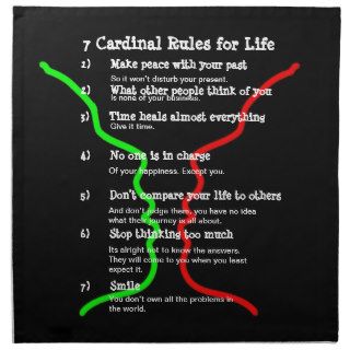 7 Cardinal Rules for LIFE Printed Napkin