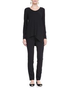 Eileen Fisher Soft V Neck Shaped Top & French Terry Skinny Pants
