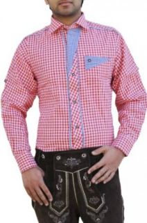 Checkered Traditional Bavarian Shirt for lederhosen/Oktotberfest, colour red at  Mens Clothing store Dress Shirts