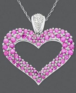 Heart Necklace, Sterling Silver Pink Sapphire (1 5/8 ct. t.w.) and Diamond Accent Pendant   Necklaces   Jewelry & Watches