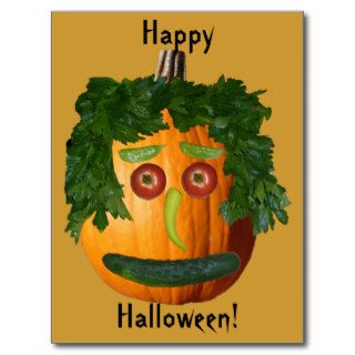 Happy Halloween   Uncut Pumpkin Face Postcard