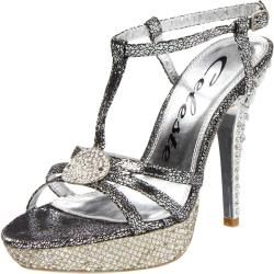 Celeste Women's 'Mimi 14' Silver Platform Ankle Strap Sandal Celeste Heels