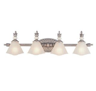 Savoy House GZ 8 192 4 99 Bath with Seeded Ribbed Shades, Sterling Silver Finish   Vanity Lighting Fixtures  