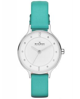 Skagen Denmark Womens Anita Turquoise Leather Strap Watch 30mm SKW2143   Watches   Jewelry & Watches