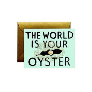 worlds your oyster foil print card by little baby company