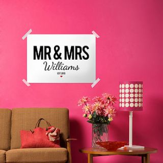 mr and mrs wedding or anniversary print by paperpaper