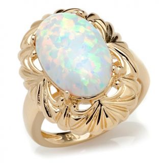 Technibond® Vintage Style Simulated Opal Solitaire Ring