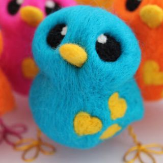 needle felted love bird by feltmeupdesigns