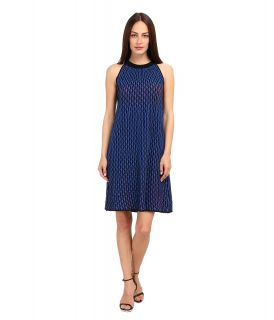 M Missoni Micro Vertical Fan Stitch Dress Womens Dress (Blue)