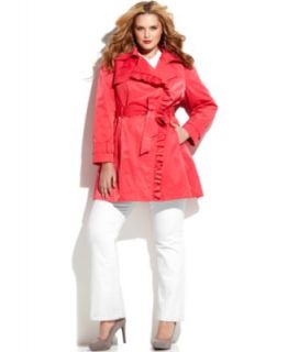 DKNY Plus Size Ruffle Trim Trench Coat   Coats   Women