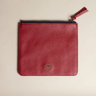red leather zip pouch by plum & ashby