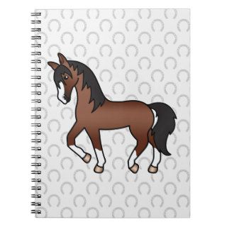 Brown Trotting Cartoon Horse Spiral Note Book