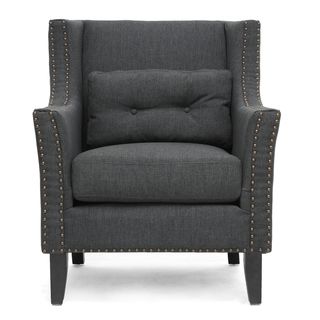 Albany Dark Gray Linen Modern Lounge Chair Baxton Studio Chairs