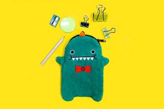 dino with bow tie phone and gadget holder by noodoll