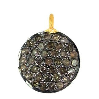 Couturechics 14k Gold & 925 Sterling Silver 0.37 ct Diamond Pave Setting Charm Pendant Finding Spacer Connector Jewelry Jewelry