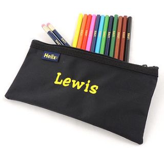 personalised pencilcase and pencils set by able labels