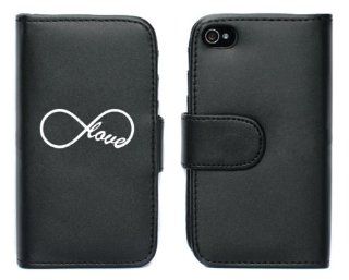 Black Apple iPhone 5 5S 5LP183 Leather Wallet Case Cover Infinite Infinity Love Cell Phones & Accessories