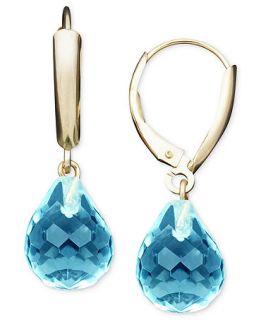 14k Gold Earrings, Blue Topaz Drop Earrings (14 ct. t.w.)   Earrings   Jewelry & Watches