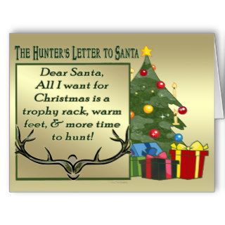 Funny Hunter Hunting Christmas Letter To Santa Big Cards