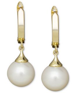 14k Gold Earrings, Cultured Freshwater Pearl Leverback   Earrings   Jewelry & Watches