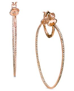 SIS by Simone I Smith 18k Rose Gold over Sterling Silver Earrings, Crystal In and Out Hoop Earrings   Earrings   Jewelry & Watches