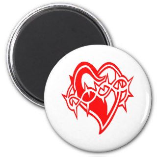Heart w/ Barb Wire Tattoo Fridge Magnets