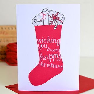 christmas stocking card by becka griffin illustration