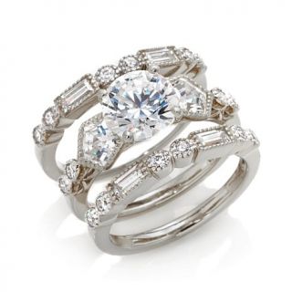 4.22ct Absolute™ Multi Cut Vintage Inspired 3 piece Ring Set