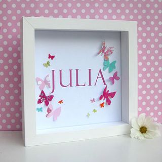personalised baby girl butterfly artwork by sweet dimple