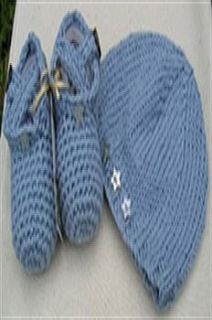 crochet cotton baby shoes and hat set by bamboo baby