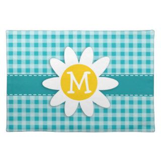Daisy on Blue Green Gingham Placemats