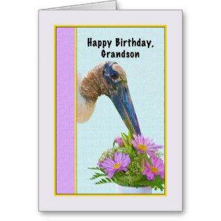 Grandson's Birthday Card with Wood Stork
