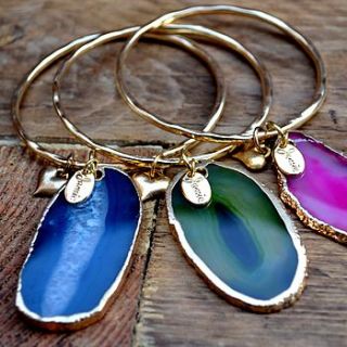 24ct gold plated semi precious stone bangles by boutique by jamie