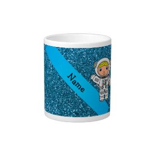 Personalized name astronaut sky blue glitter extra large mug