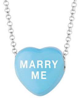 Sweethearts Sterling Silver Necklace, Blue Marry Me Heart Pendant   Necklaces   Jewelry & Watches