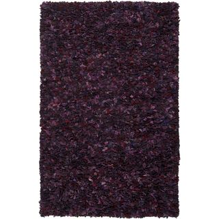 Hand woven Thetford Purple Wool Recycled Fiber Shag (2' x 3') Accent Rugs