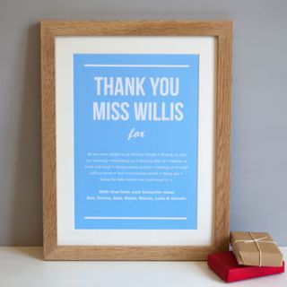 personalised 'thank you' poster by elephant grey