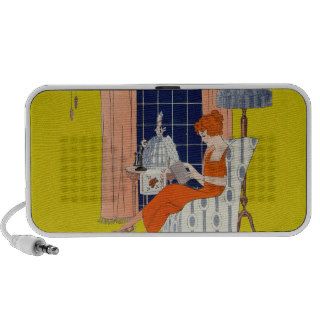 Vintage Woman Book Chair Window Sheet Music Cover iPhone Speakers