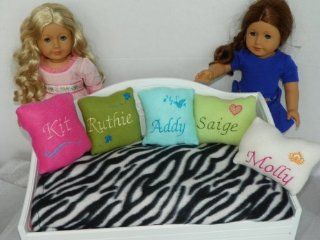 Monogrammed Lime Green Fleece Pillow Fits Doll Bed 18" Doll for American Girl Doll Saige 