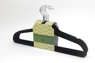 Concepts in Time Ultra Slim Flocked Non Slip Hangers, Black, Set of 10   Standard Hangers