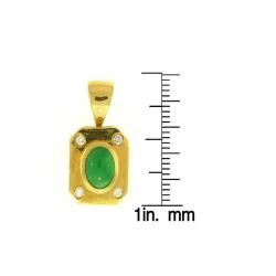 Mason Kay 18k Gold Jadeite and 1/10ct TDW Diamond Pendant (G H, VS1 VS2) Mason Kay Gemstone Necklaces