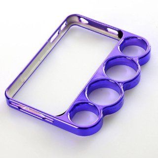 ETHAHE iPhone 4 4S Marmoter Machine Cut Brass Knuckle Ring Bumper Case Cover Skin   Purple Cell Phones & Accessories