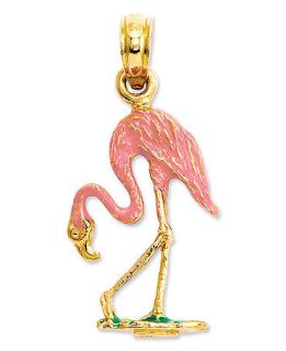 14k Gold Charm, Pink Flamingo Charm   Jewelry & Watches