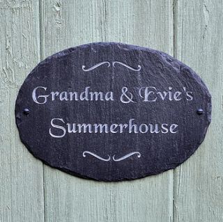 personalised engraved slate oval garden sign by winning works