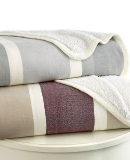 CLOSEOUT Berkshire Cabana Stripe Reverse Sherpa King Blanket   Blankets & Throws   Bed & Bath