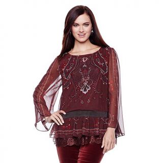 DG2 Printed Chiffon Tunic with Lace Detail