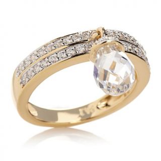 2.85ct Absolute™ Pavé 2 Row Briolette Dangle Band Ring
