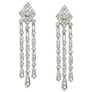 18k White Gold Certified 1 4/5ct TDW Diamond Chandelier Earrings (G H, SI2 I1) Kabella Jewelry One of a Kind Earrings
