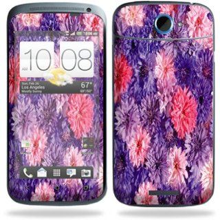 Protective Vinyl Skin Decal Cover for HTC One S 4G T Mobile Cell Phone Sticker Skins Purple Flowers Cell Phones & Accessories